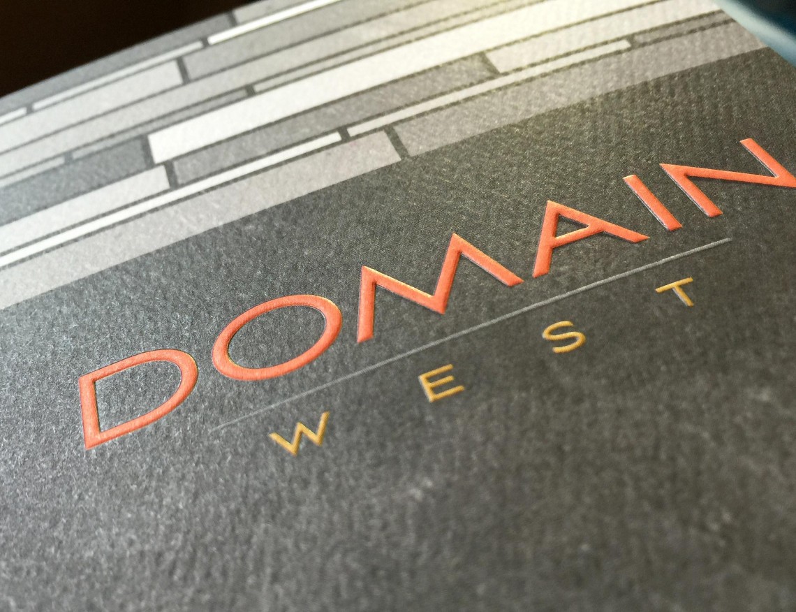 Domain West Luxe Apartments Tri-Fold Pocket Folder Brochure with Reg Emboss