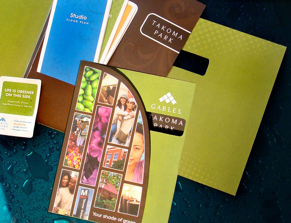 Gables Takoma Park Apartments Pocket Folder with Die-Cut Brochure with Inserts